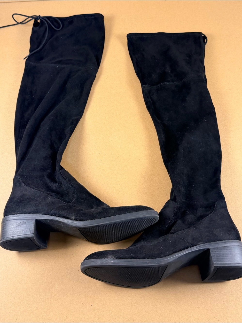a.n.a Black Over-the-Knee Suede Boots with Tie Detail